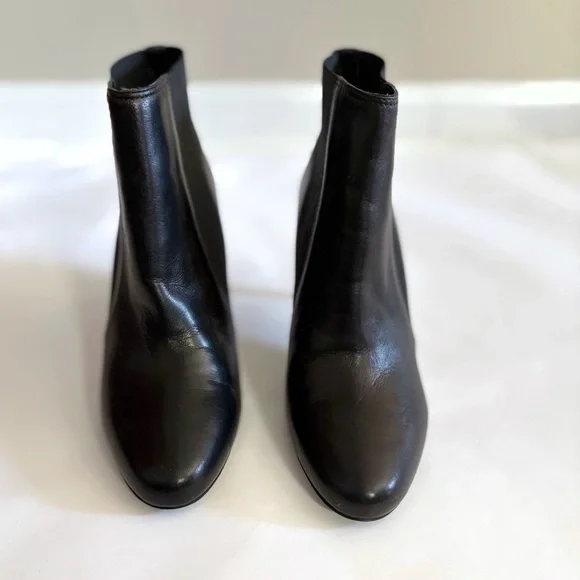 Karen Millen Leather Ankle Boots 39 Black Stiletto Heel Minimalist Chic Office - Picture 3 of 7